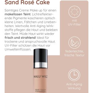 Malu Wilz Velvet Touch Foundation Sand Rose Cake 30ml I Skincare Creme Make up für makellosen Teint I Kaschiert Unebenheiten, Augenringe, Fältchen 9