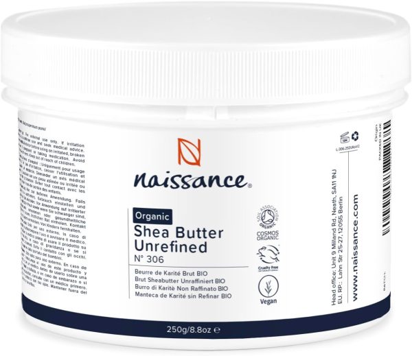 Naissance Sheabutter BIO (Nr. 306) 250g - rein und natürlich, unraffiniert, BIO zertifiziert, handgeknetet, vegan & parfümfrei - ethisch und nachhaltig hergestellt aus Ghana 1