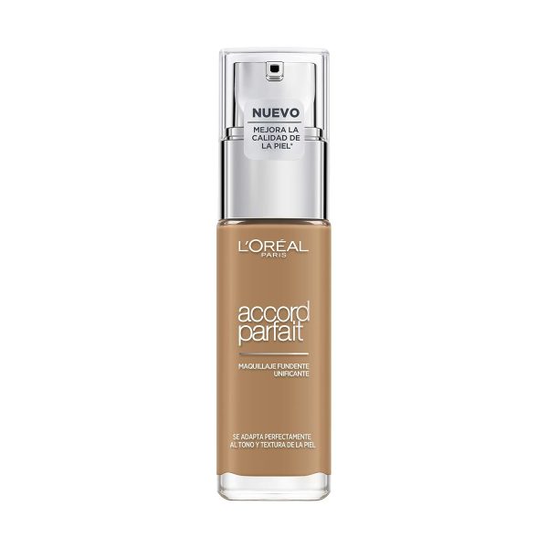 L'Oréal Paris Accord Parfait Base De Maquillaje Acabado Natural Tono De Piel Bronceado 8D Golden Capuchino 30 Ml 1