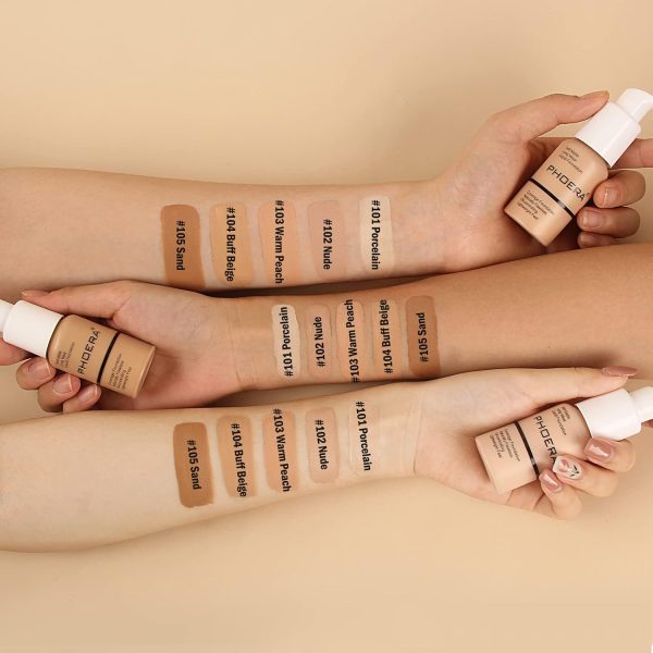 Aquapurity Phoera® Full Coverage Foundation Soft Matte Oil Control Concealer 30 ml Flawless Cream Smooth Long Lasting (103 Warm Peach) 8