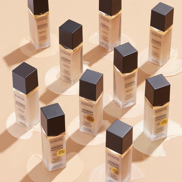 Eveline Cosmetics Wonder Match Flüssige Foundation - 24H Makelloser Teint, Vegan-freundlich, Öl-frei, Volle Deckkraft mit Hyaluronsäure & Thermalwasser für Glatte & Elastische Haut 9