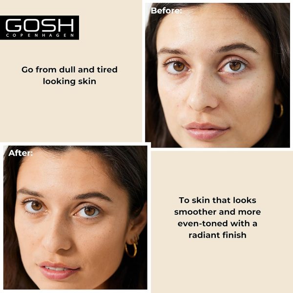GOSH Chameleon Foundation 30ml, vegan I flüssiges, feuchtigkeitsspendendes Make-up für einen natürlichen Makeup-Look I Augenringe & Unreinheiten abdecken I auch für Allergiker geeignet I 002 Light 3
