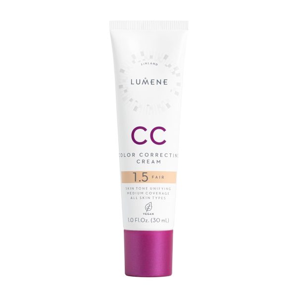 LUMENE CC Cream Color Correcting Creme mit SPF 20 & Mittlerer Deckkraft Für alle Hauttypen, Vegan 30 ml Fair 1