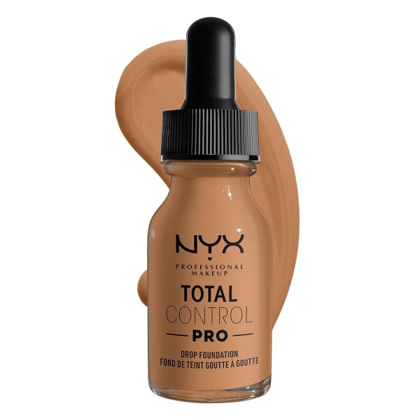 NYX Professional Makeup Total Control Pro Drop Foundation, Flüssiges Make up, Individuelle und aufbaubare Deckkraft, Vegane Formel, True-to-Skin Finish, 13 ml, Farbton: Golden Honey 1