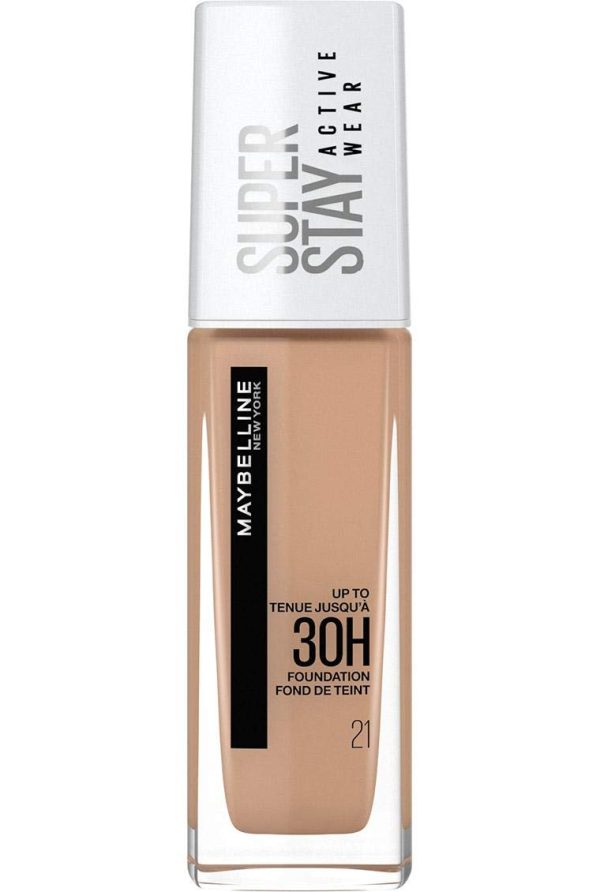 Maybelline New-York – Flüssiger Teint, langanhaltend, ohne Übertragung, hohe Deckkraft – Superstay Active Wear 30h – Farbton Nude Beige (21), Inhalt: 30 ml 2