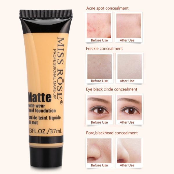 Foundation Makeup Glatte Make-up Basis,Gesicht Liquid Foundation Matte Wear Concealer Deckungscreme, Liquid Foundation Makeup(BEIGE 6) 4