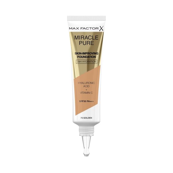 Max Factor Miracle Pure Skin,mproving Foundation, Fb. 75 Golden, hautverbesserndes Make-Up mit LSF 30, 30 ml 2
