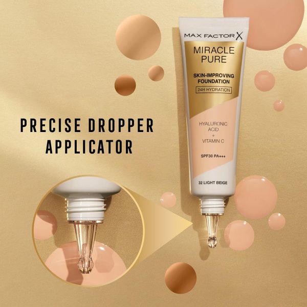 Max Factor Miracle Pure Skin Improving Foundation, Fb. 85 Caramel, hautverbesserndes Make-Up mit LSF 30, 30 ml 7