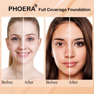 PHOERA Foundation,PHOERA Grundierung Makeup Concealer Full Coverage, Anti Aging Hydrating Serum with matte Natural lightweight Finish (2pcs- 104- Buff Beige) 11