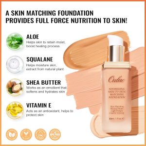 Oulac Foundation Make Up, Flüssige Foundation mit Aloe Vera, Foundation mit hoher Deckkraft, Wasserfest und Langanhaltend, Gesichts Foundation 30ml, Farbton: 03 Ivory 9