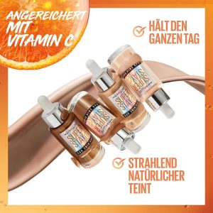 Maybelline New York Foundation, Langanhaltendes Make-Up mit Vitamin C, Vegane Formel, Super Stay Skin Tint, Nr. 30 9