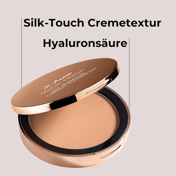 M.Asam MAGIC FINISH Silk Sensation Compact Foundation Soft Ivory (12g), 4-in-1 Kompakt-Foundation, Hyaluron, Silk-Touch Cremetextur, Weichzeichnereffekt & Pflege in Einem, Deckkraft ohne Maskeneffekt 3