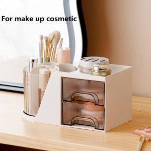Coyanyu Schreibtisch Organizer mit Schublade, Multifunktionaler 360° Drehbar Stifthalter Schreibtisch Büro Organizer für Schule, Büro, Stifte, Schulbedarf, Make Up Kosmetik Weiß 16
