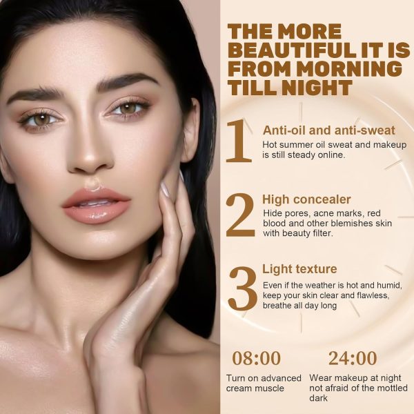 Allony Foundation Color Changing, Flawless Color Changing Foundation, Erstellen Sie Eine Natürliche Foundation Make Up, Feuchtigkeitsspendender Concealer, Langanhaltende Ölkontrolle 3