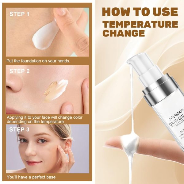 Allony Foundation Color Changing, Flawless Color Changing Foundation, Erstellen Sie Eine Natürliche Foundation Make Up, Feuchtigkeitsspendender Concealer, Langanhaltende Ölkontrolle 4