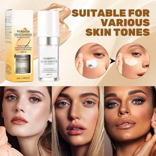 Allony Foundation Color Changing, Flawless Color Changing Foundation, Erstellen Sie Eine Natürliche Foundation Make Up, Feuchtigkeitsspendender Concealer, Langanhaltende Ölkontrolle 5