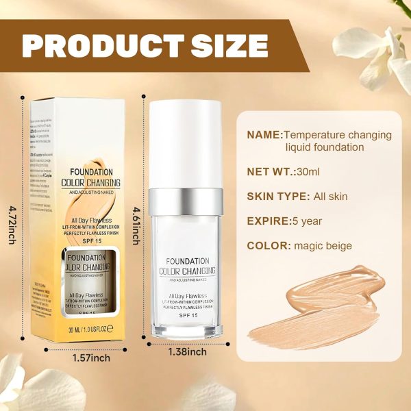 Allony Foundation Color Changing, Flawless Color Changing Foundation, Erstellen Sie Eine Natürliche Foundation Make Up, Feuchtigkeitsspendender Concealer, Langanhaltende Ölkontrolle 6