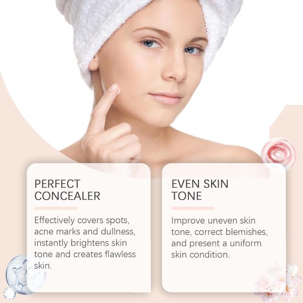 Farbwechselnde Foundation Für Reife Haut, Feuchtigkeitsspendende leichte Langanhaltende Foundation, Concealer-Grundlage, Base Nude Face Moisturizing Liquid Cover Concealer 3