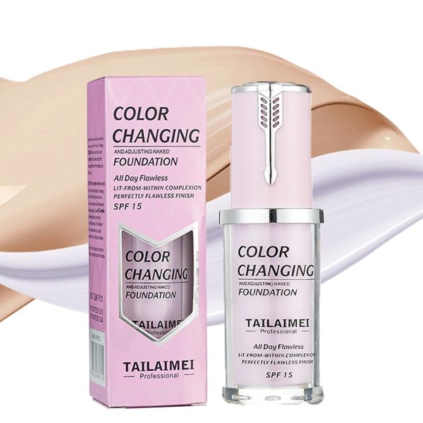Warm Foundation Color Changing,SPF 15 Ganztägige Flawless Concealer Foundation Make-up,Beathable & Light Liquid Foundation Make-up,Waterproof Purple Foundation für Dunkle Hauttöne 1