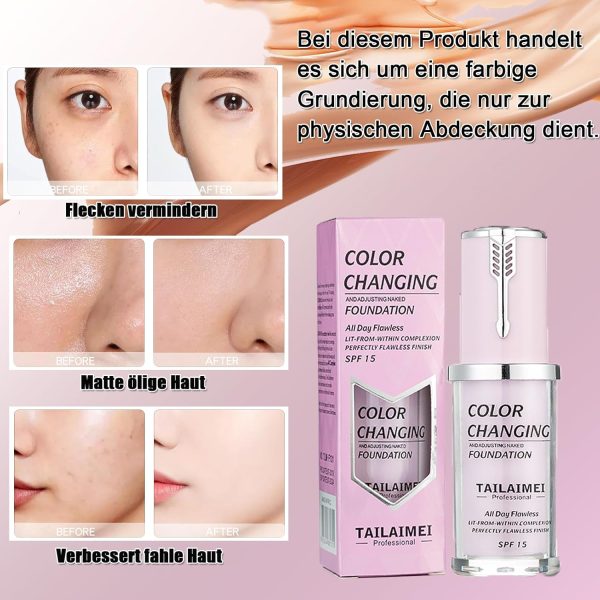 Warm Foundation Color Changing,SPF 15 Ganztägige Flawless Concealer Foundation Make-up,Beathable & Light Liquid Foundation Make-up,Waterproof Purple Foundation für Dunkle Hauttöne 3
