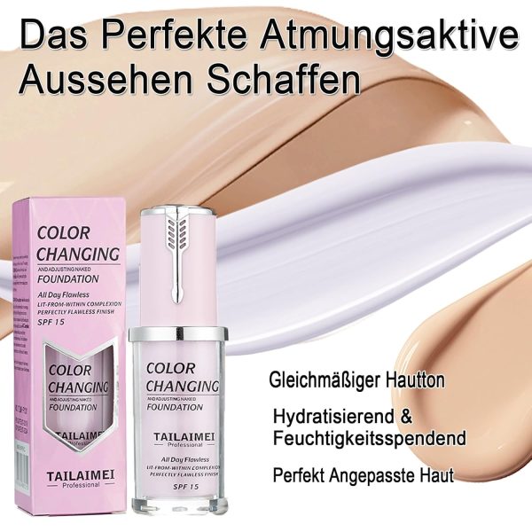 Warm Foundation Color Changing,SPF 15 Ganztägige Flawless Concealer Foundation Make-up,Beathable & Light Liquid Foundation Make-up,Waterproof Purple Foundation für Dunkle Hauttöne 4