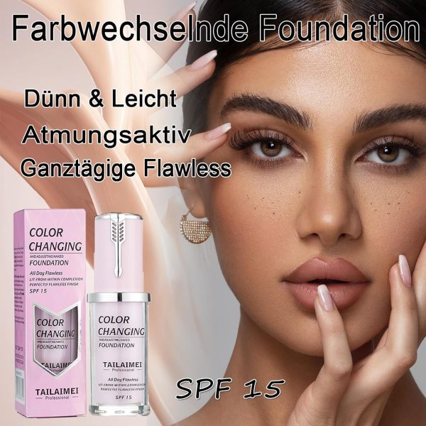 Warm Foundation Color Changing,SPF 15 Ganztägige Flawless Concealer Foundation Make-up,Beathable & Light Liquid Foundation Make-up,Waterproof Purple Foundation für Dunkle Hauttöne 5