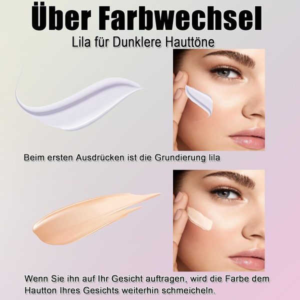 Warm Foundation Color Changing,SPF 15 Ganztägige Flawless Concealer Foundation Make-up,Beathable & Light Liquid Foundation Make-up,Waterproof Purple Foundation für Dunkle Hauttöne 7