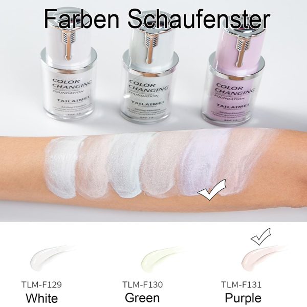 Warm Foundation Color Changing,SPF 15 Ganztägige Flawless Concealer Foundation Make-up,Beathable & Light Liquid Foundation Make-up,Waterproof Purple Foundation für Dunkle Hauttöne 8