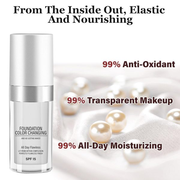 Foundation Color Changing für alternde Haut, Farbwechsel-Grundierung Warm Skin Moisturising Concealer, Liquid Primer, Sonnenschutz, Nude Concealer, Universal Shade für alle Hauttypen 30 mL 4