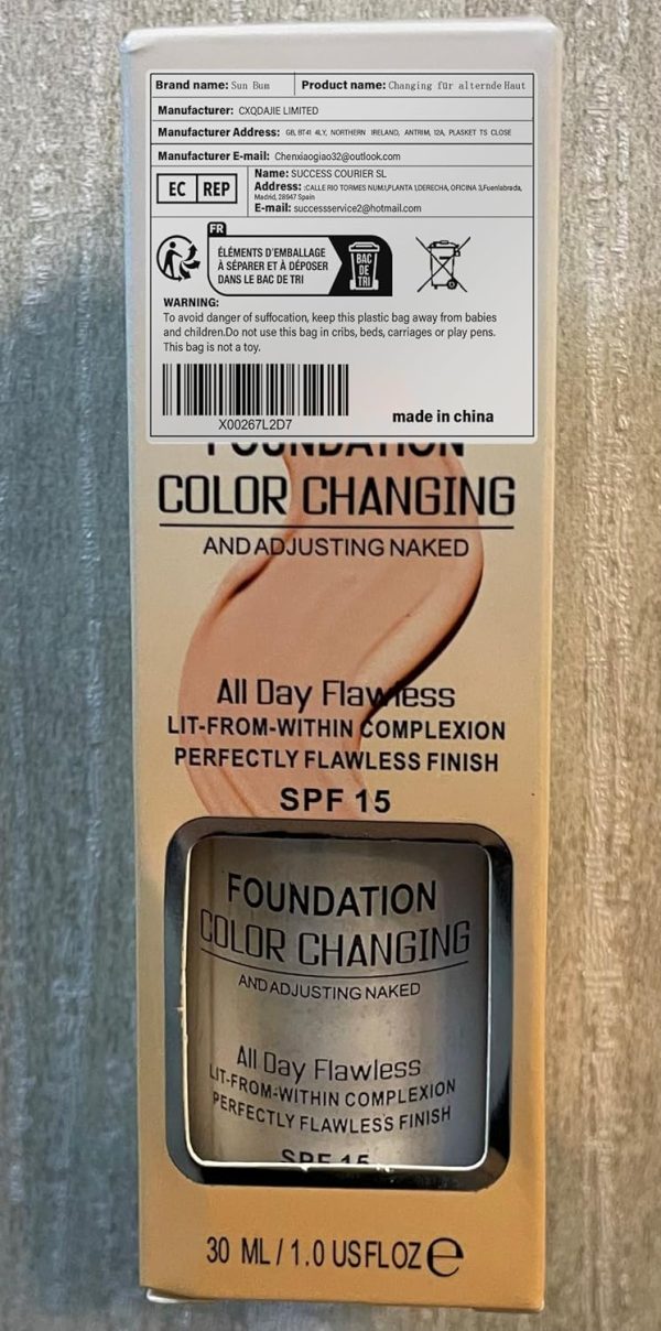 Foundation Color Changing für alternde Haut, Farbwechsel-Grundierung Warm Skin Moisturising Concealer, Liquid Primer, Sonnenschutz, Nude Concealer, Universal Shade für alle Hauttypen 30 mL 8